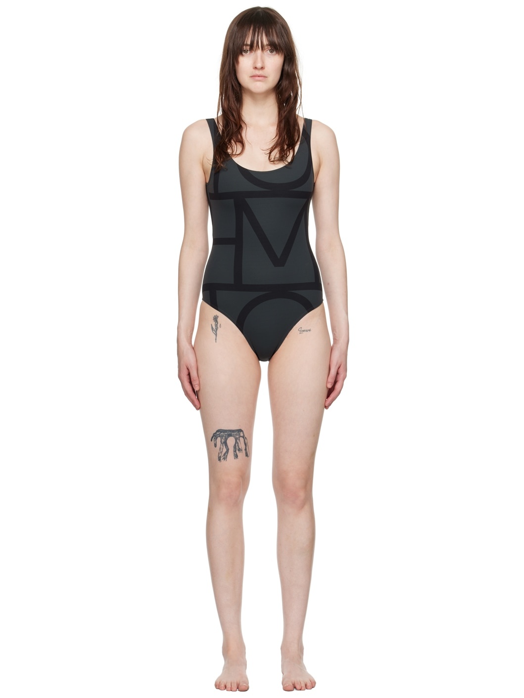 Black Monogram Swimsuit - 1