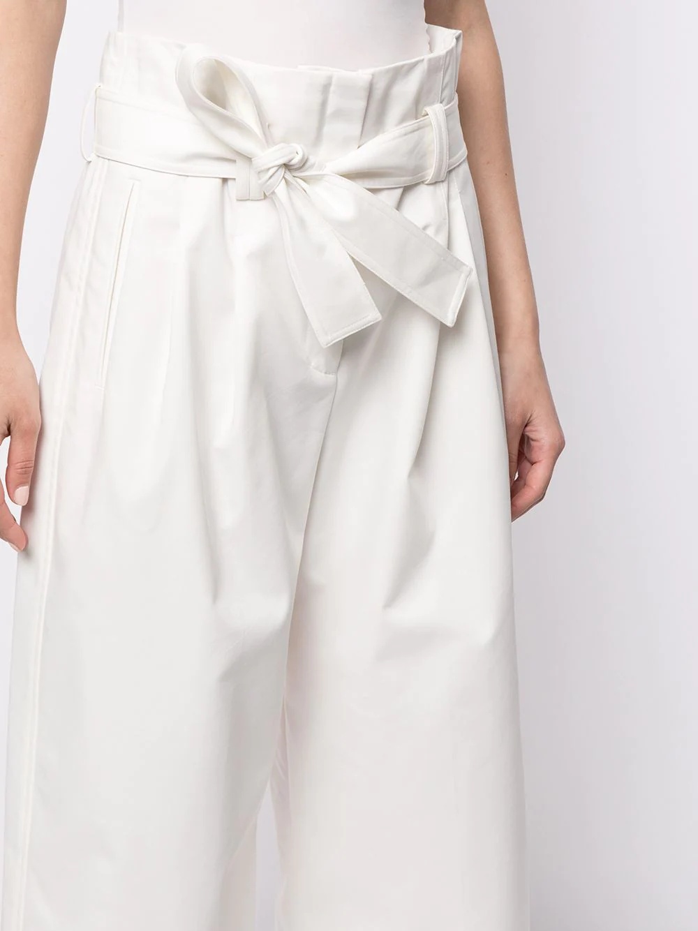 paperbag-waist wide-leg cropped trousers - 9