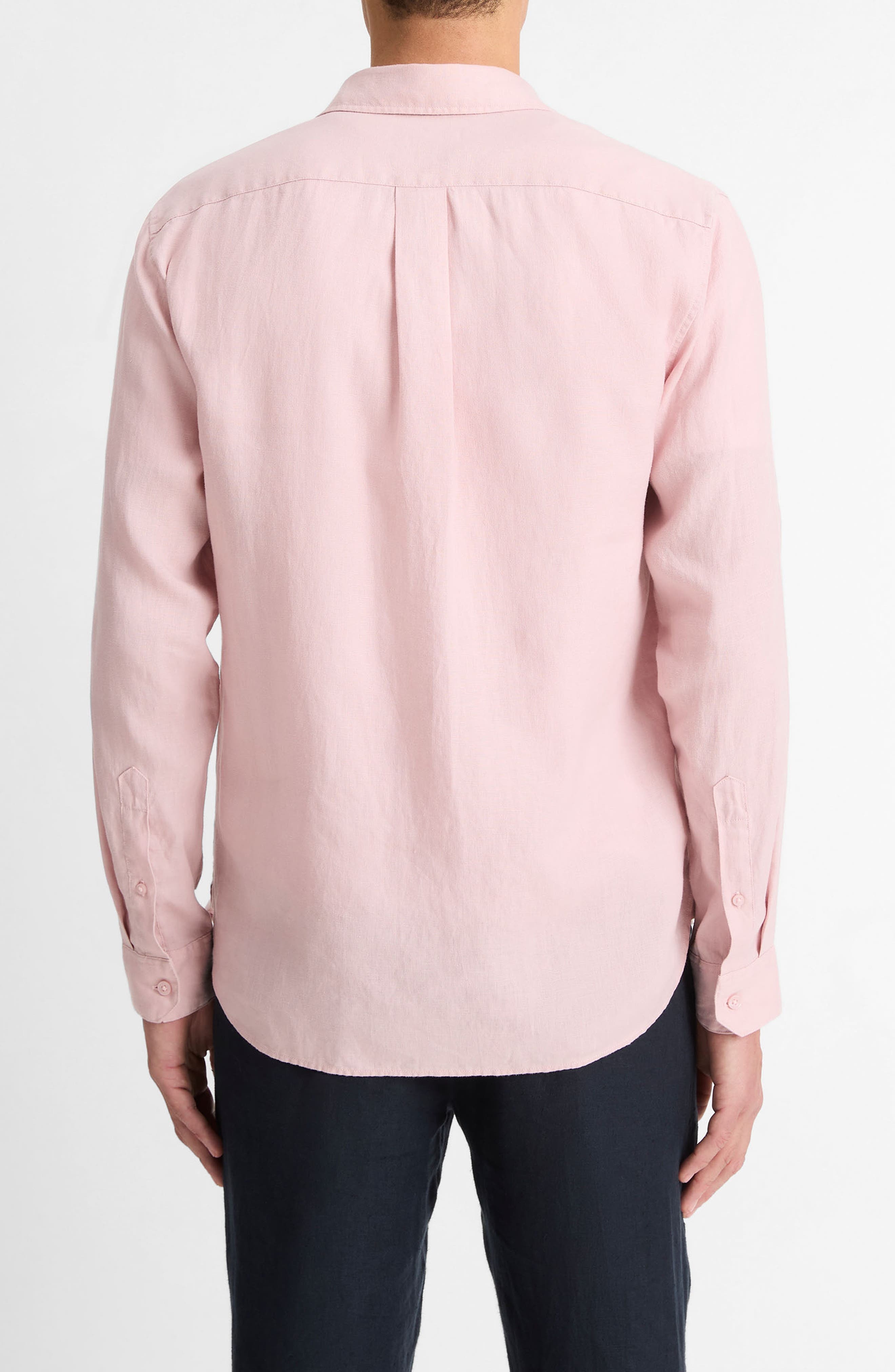 Vince Linen Button-Up Shirt in Faded Pink at Nordstrom - 2