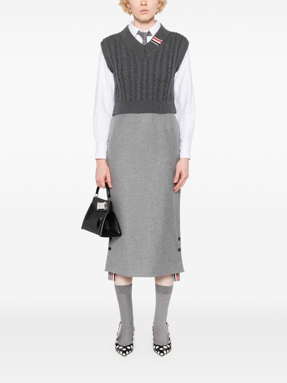 RWB-stripe cable-knit vest - 2