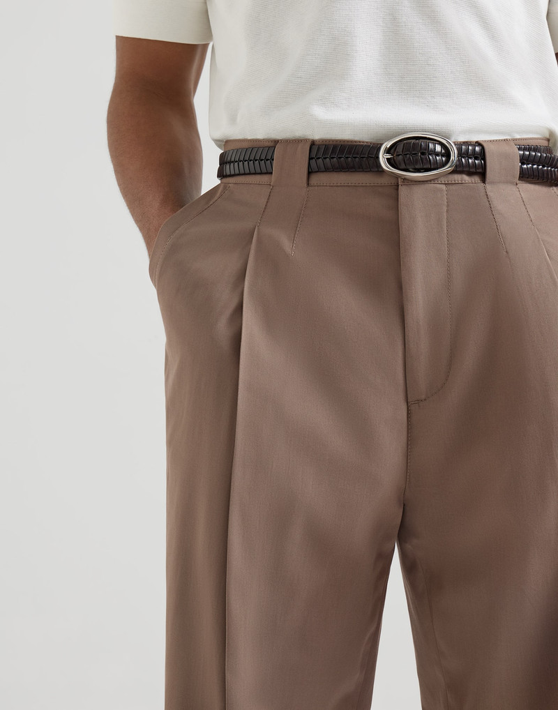 Cotton crêpe batavia trousers with pleat 4