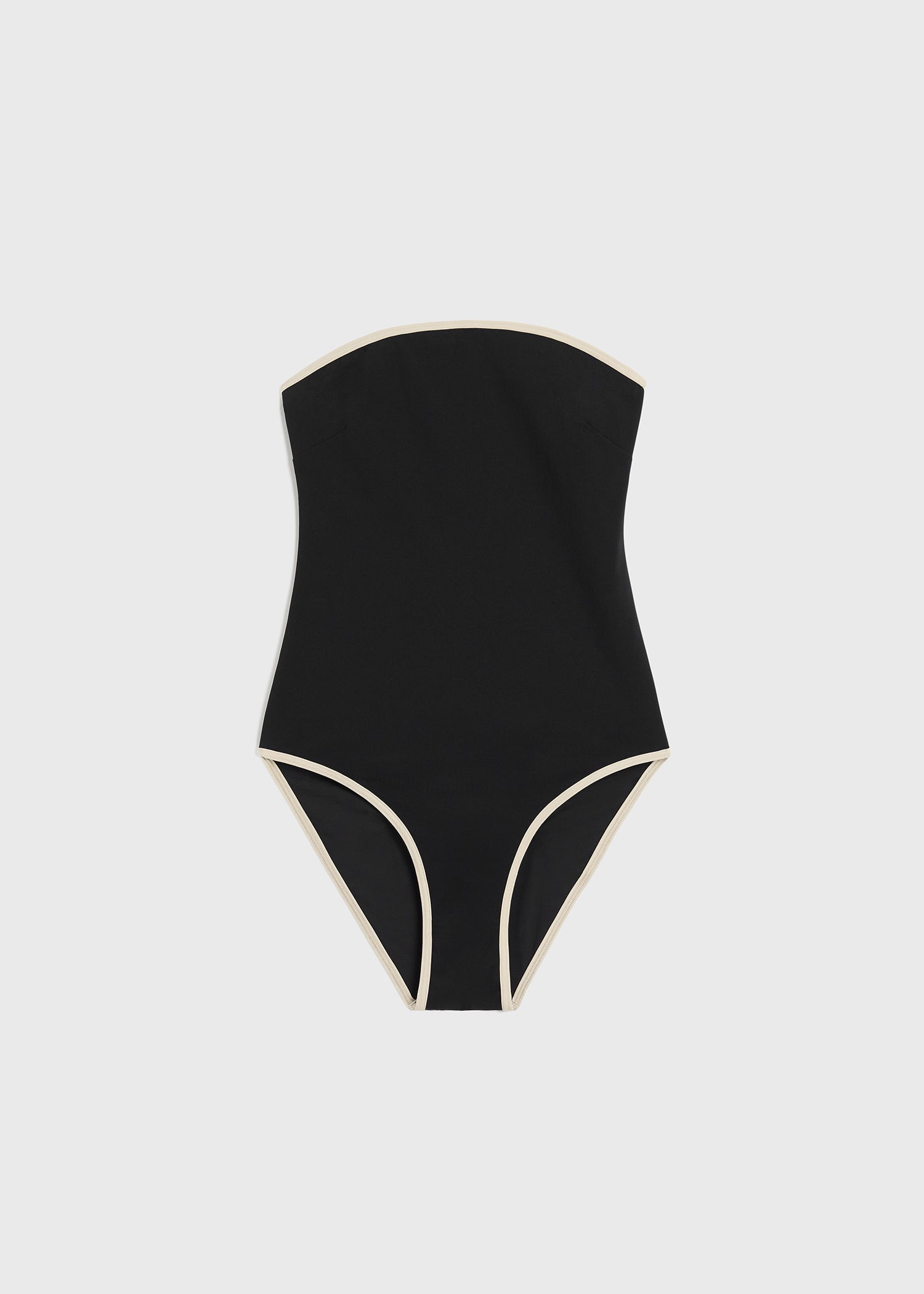 Stripe edge strapless swimsuit black - 1