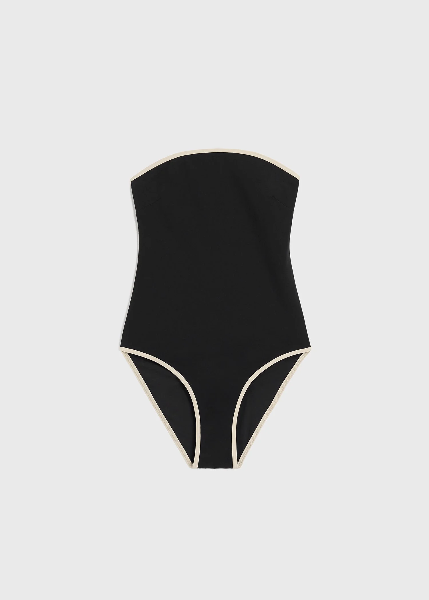 Stripe edge strapless swimsuit black - 1