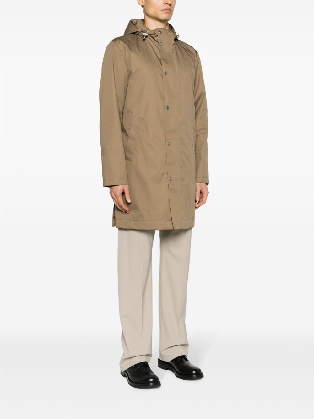 hooded single-breasted raincoat - 3