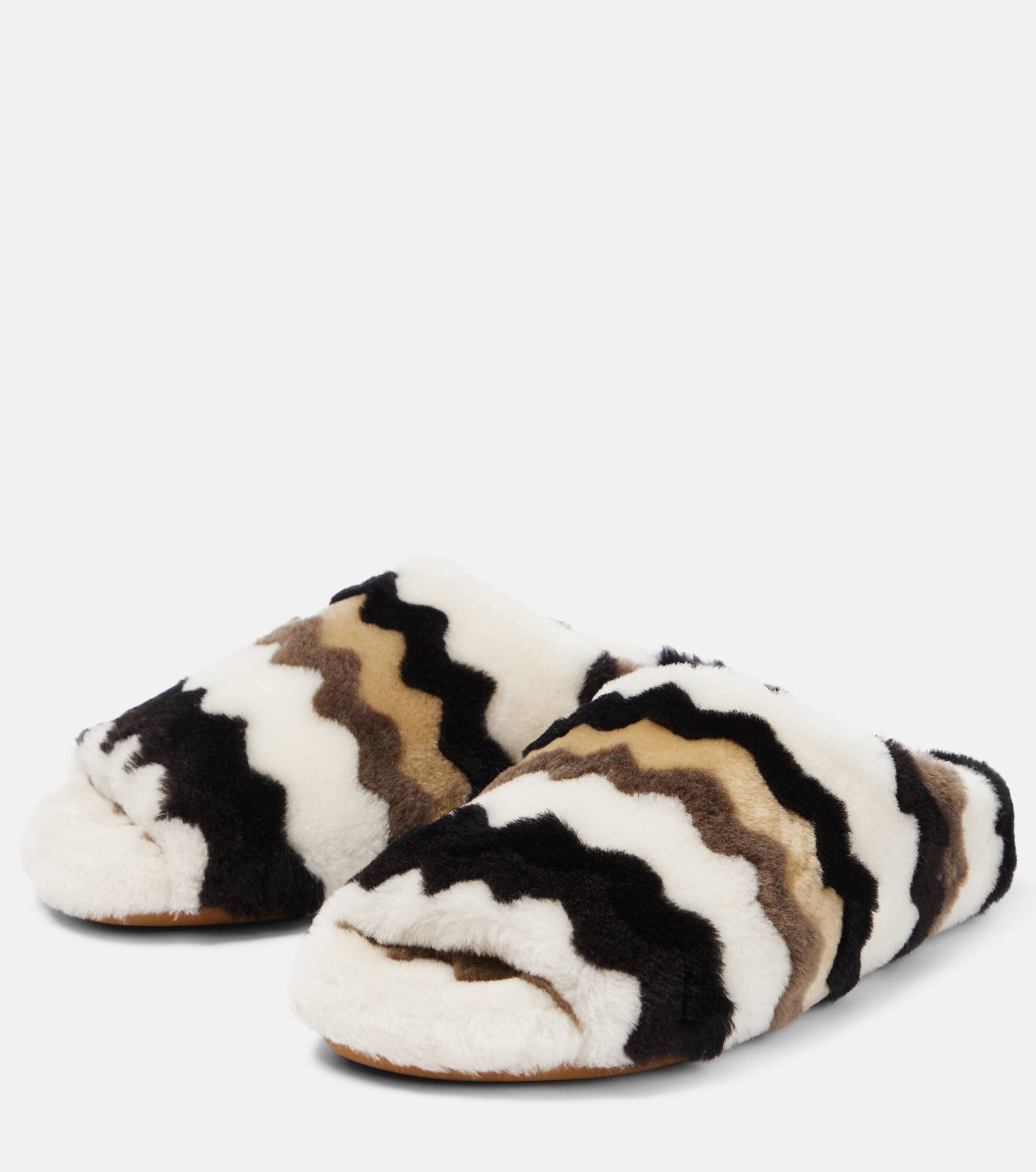 Saam chevron shearling slides - 5