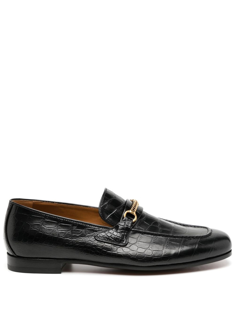 crocodile-embossed leather loafers 1