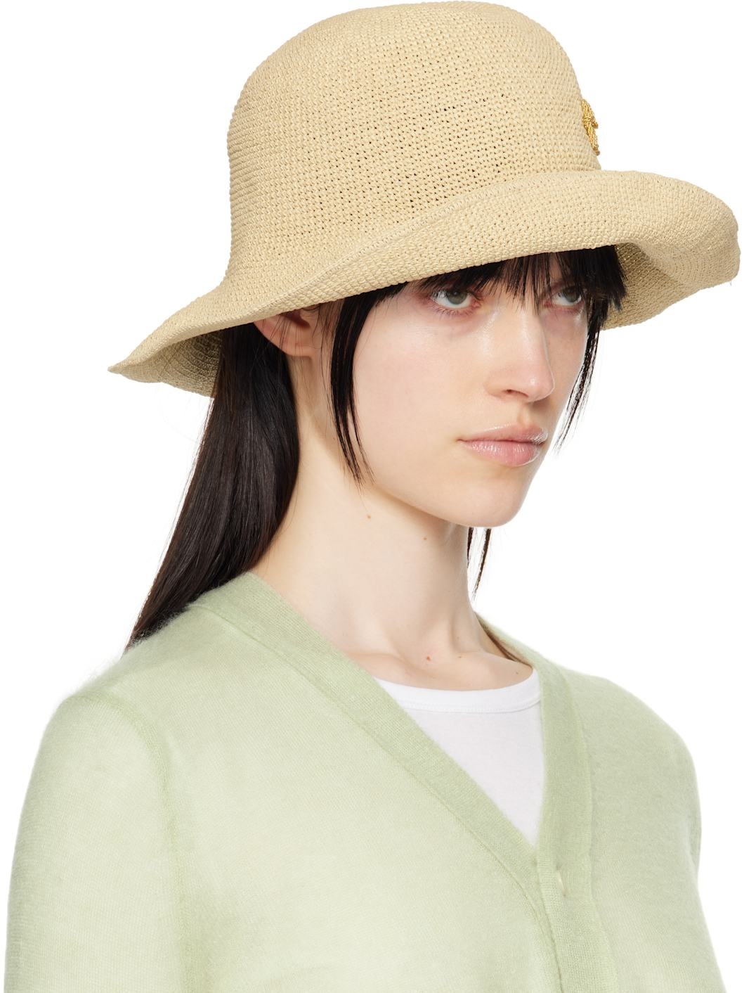 Beige Monogram-Embellished Bucket Hat - 2