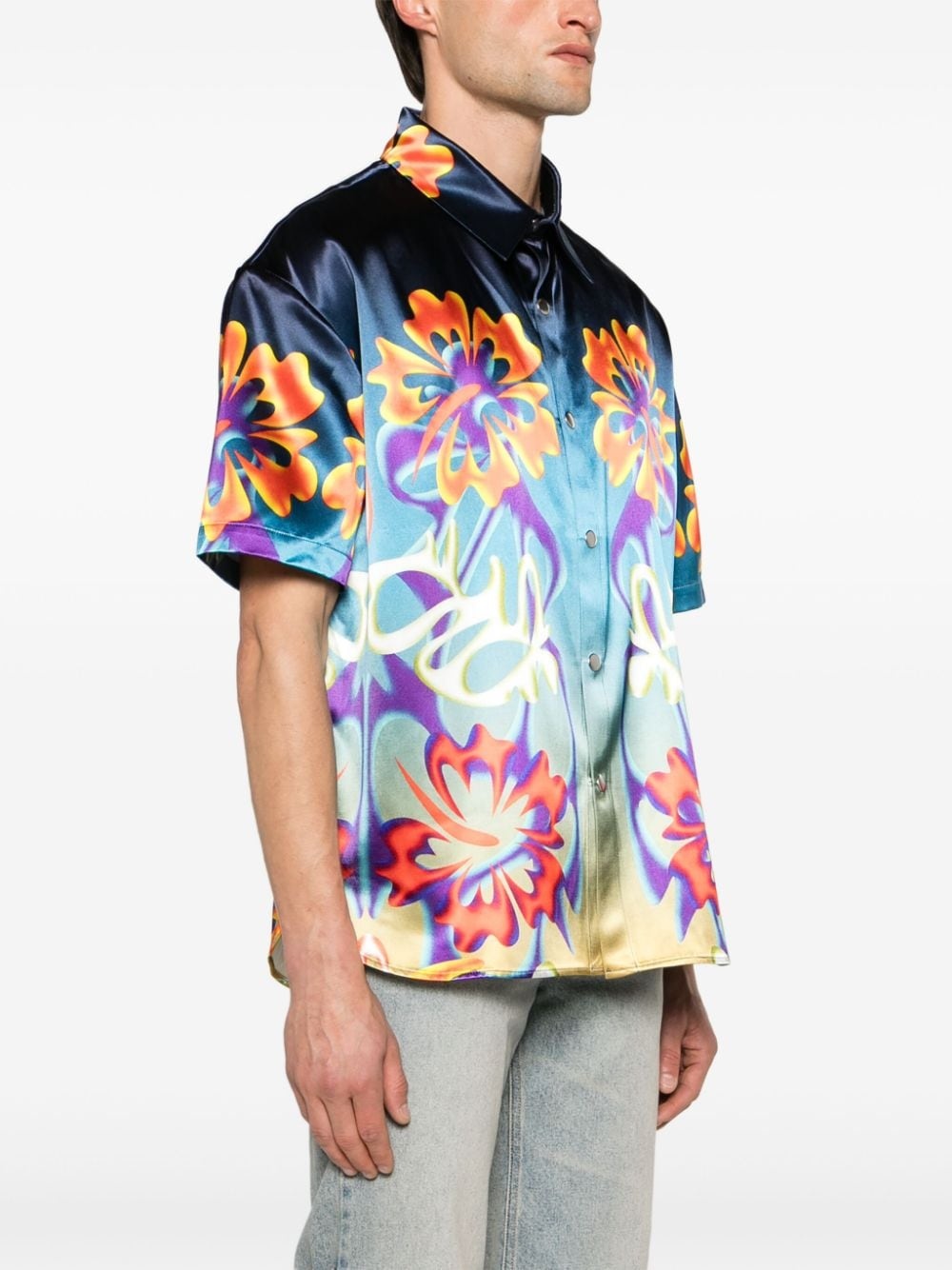 floral-print satin shirt - 3