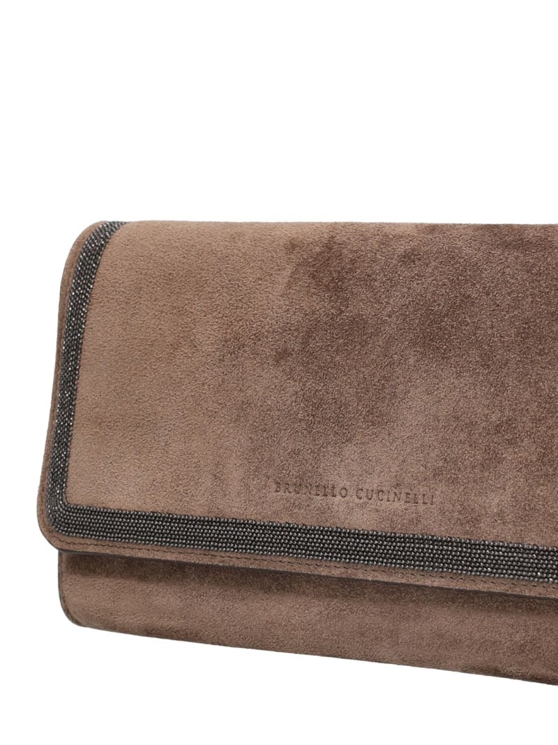 Softy velour embellished leather pouch - 3