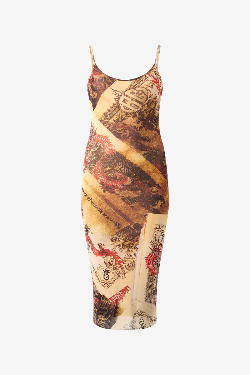 Bodycon Dress with Oriental Print 1