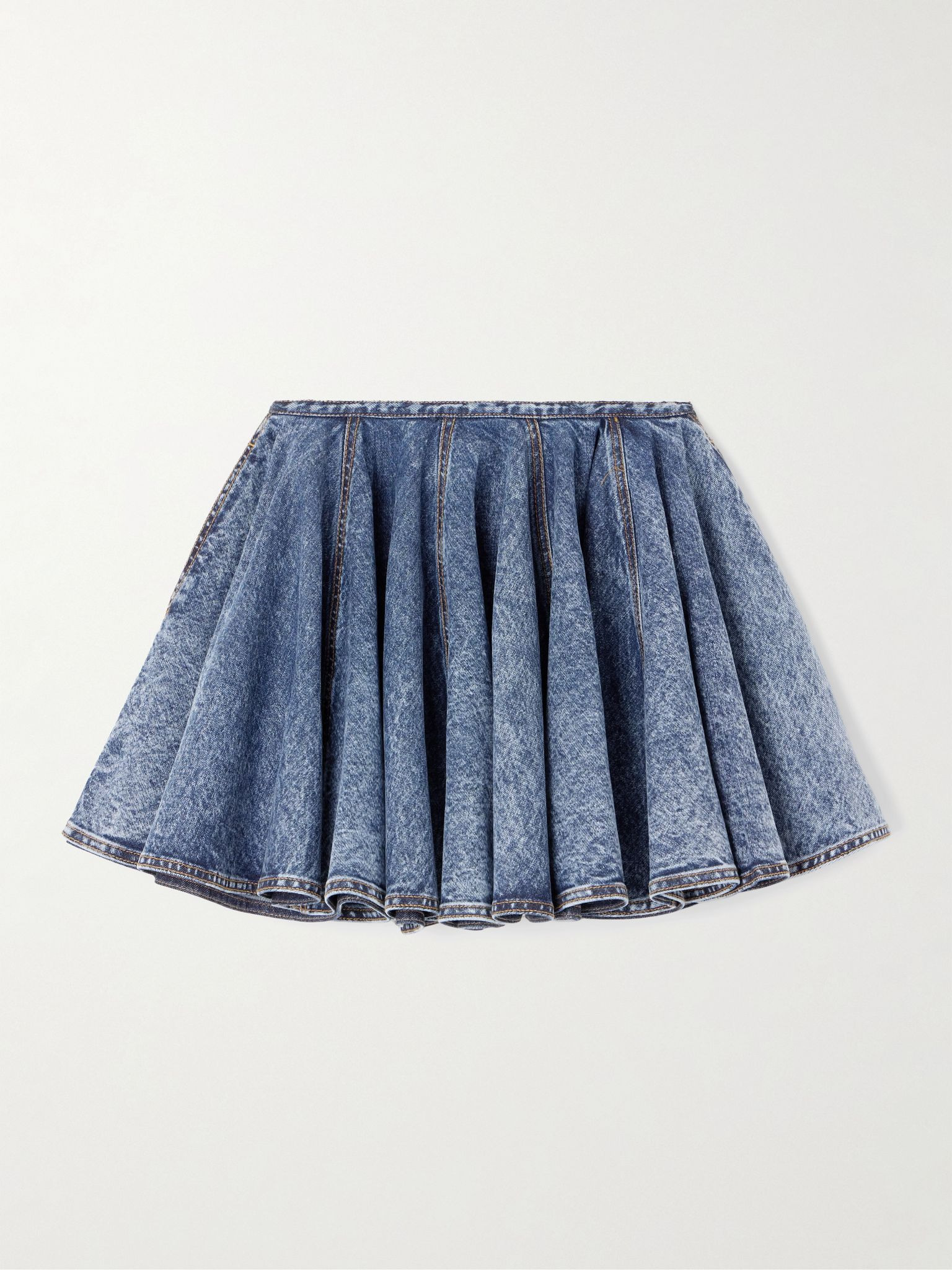 Pleated denim mini skirt Blue - 1