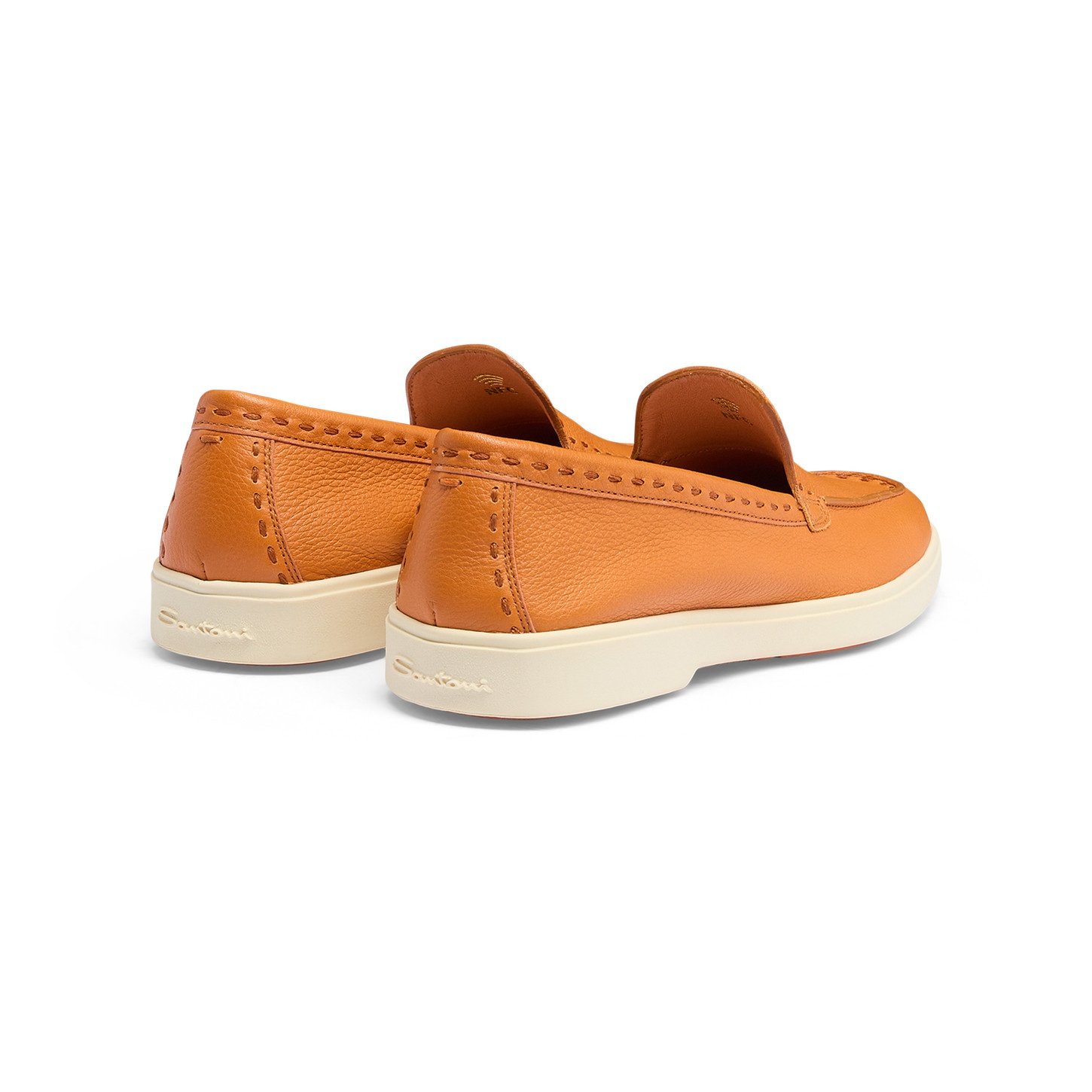 Women's orange tumbled leather loafer - 4