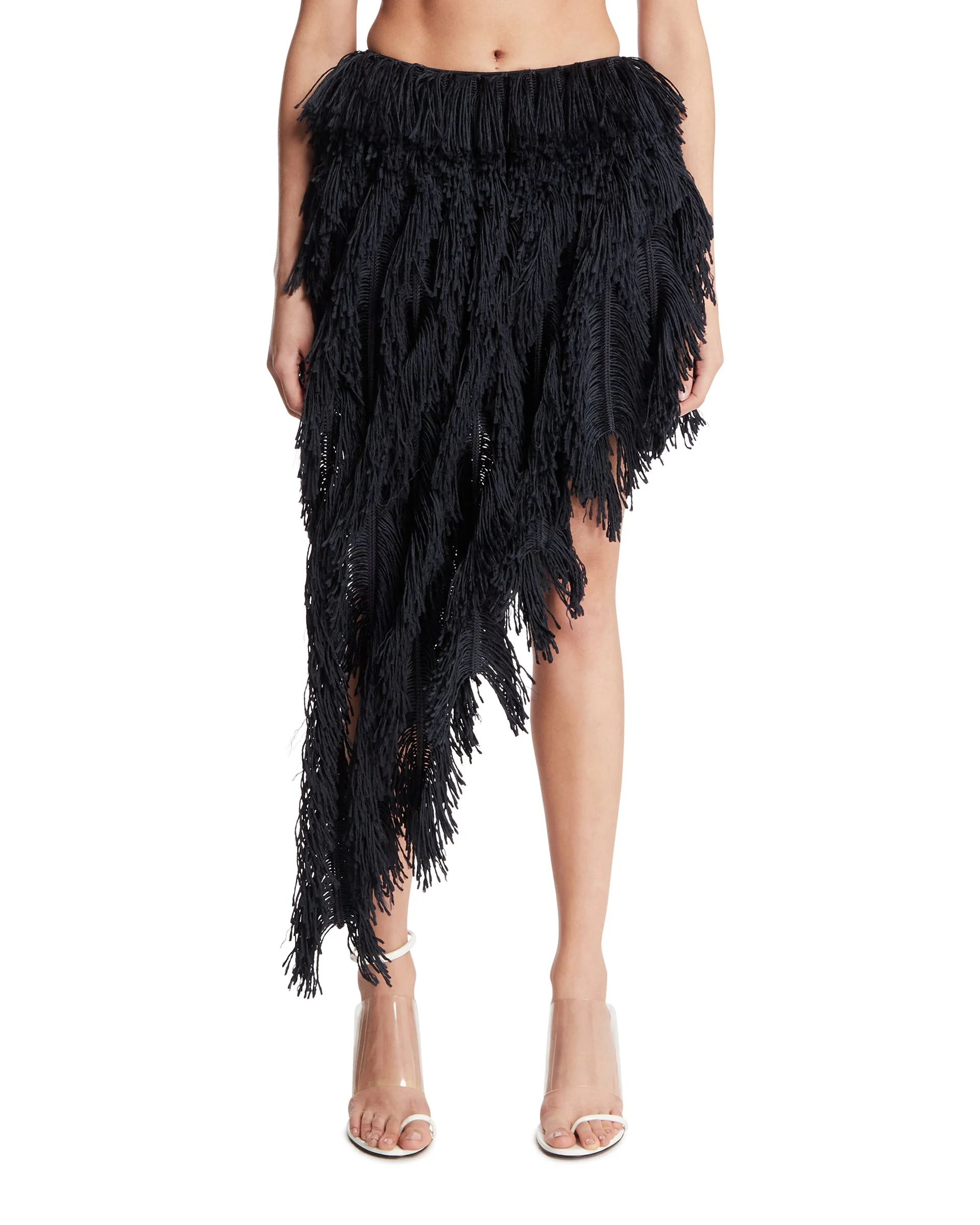 Blue Fringe Asymmetric Skirt - 1