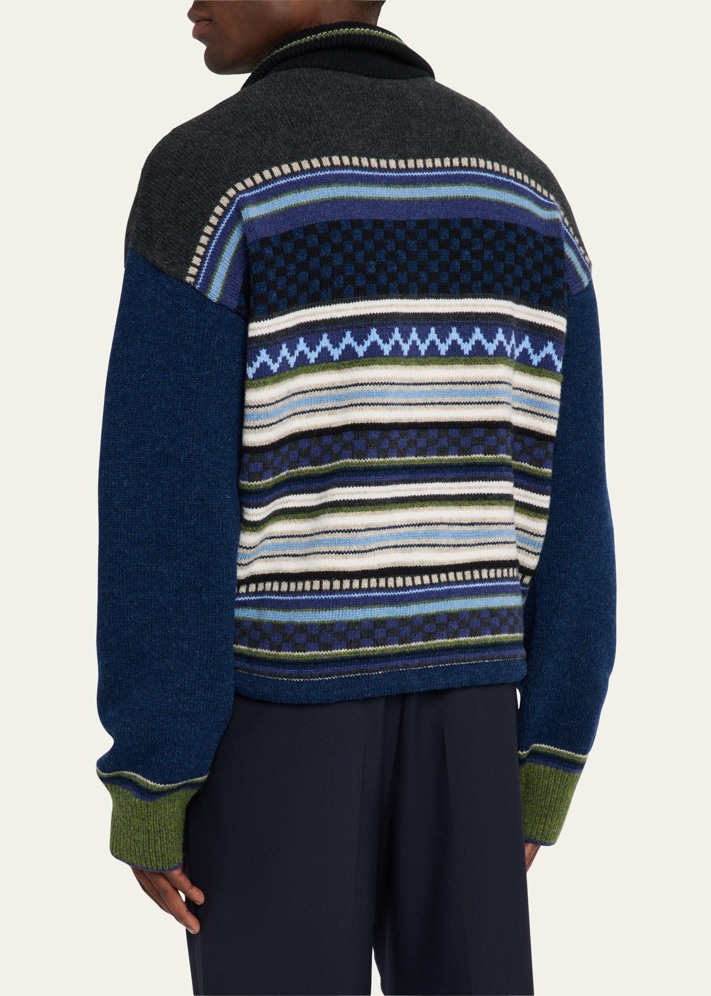 Men's Mixed Stripe Jacquard Full-Zip Cardigan - 3