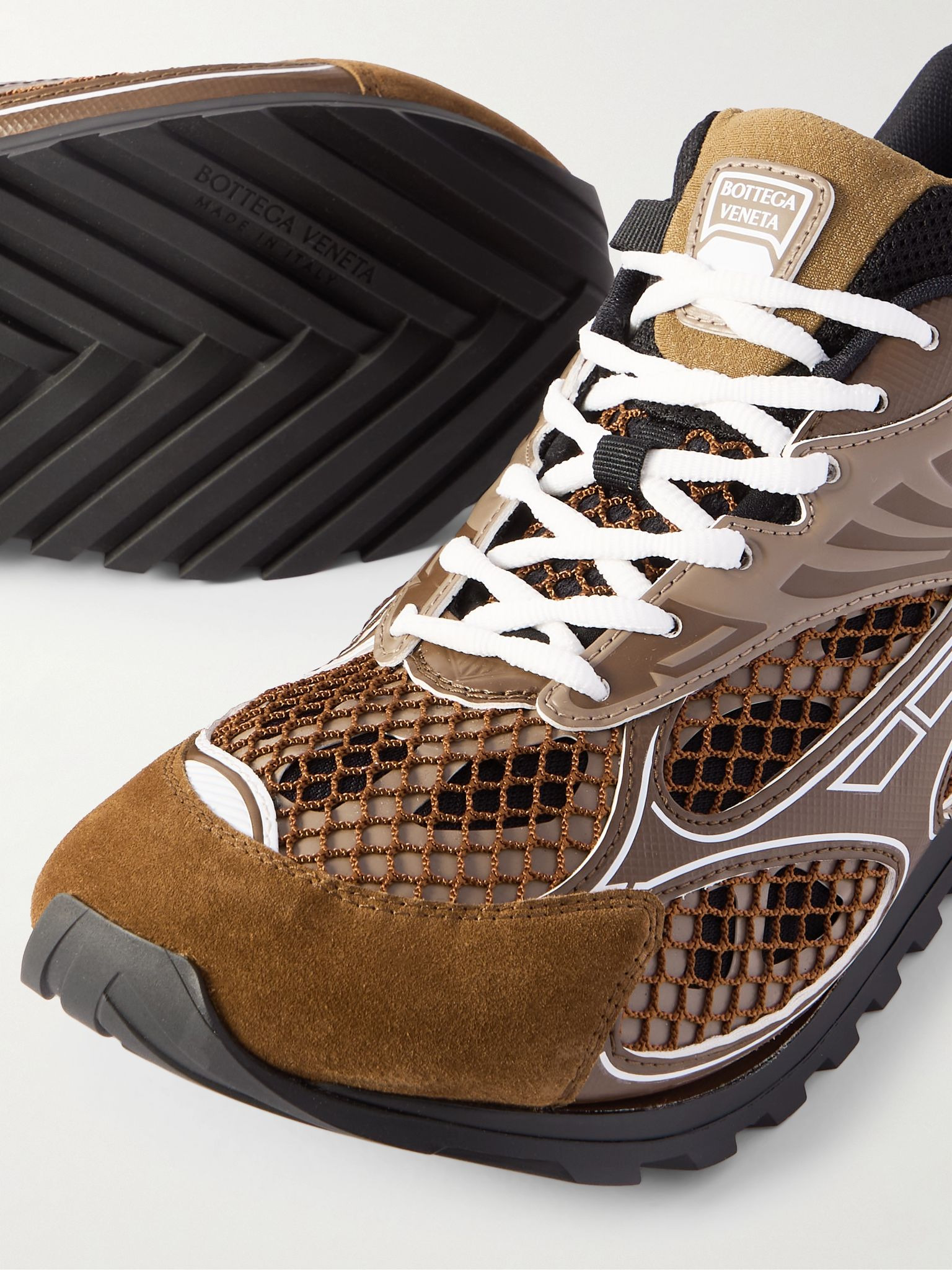 Orbit Suede-Trimmed Rubber and Mesh Sneakers Brown - 4