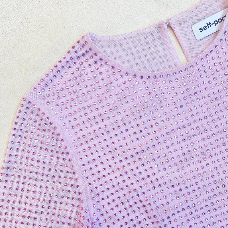 Lilac Rhinestone Mesh Crop Top 4