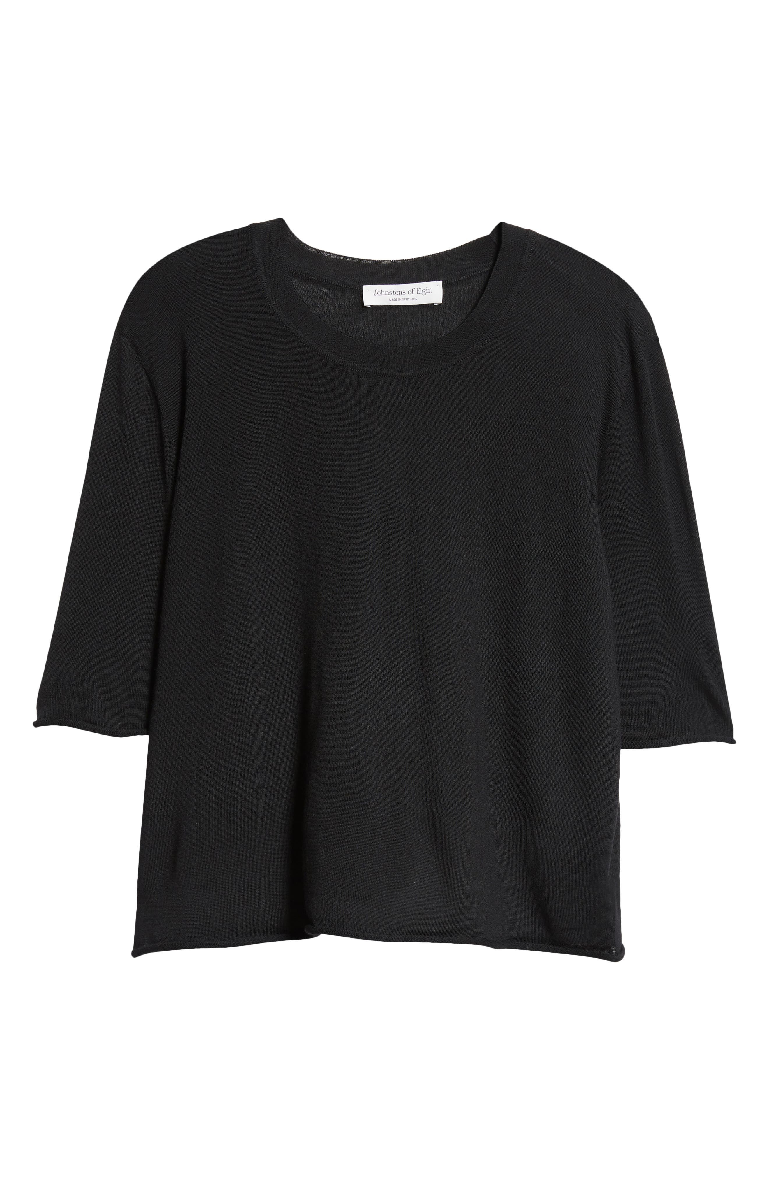 Johnstons of Elgin Superfine Merino Wool Scoop Neck Sweater in Black at Nordstrom - 6