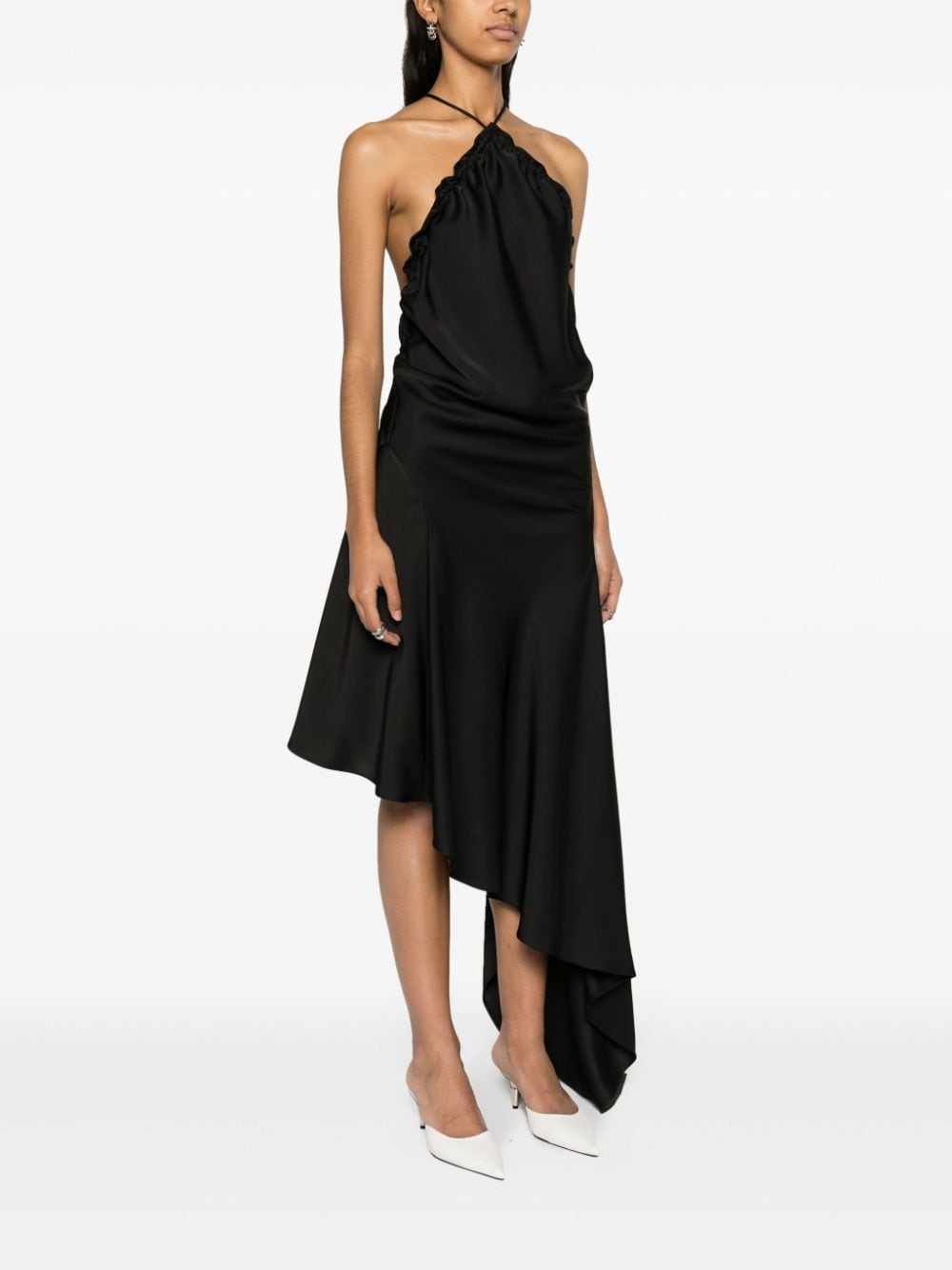 asymmetric satin midi dress - 4