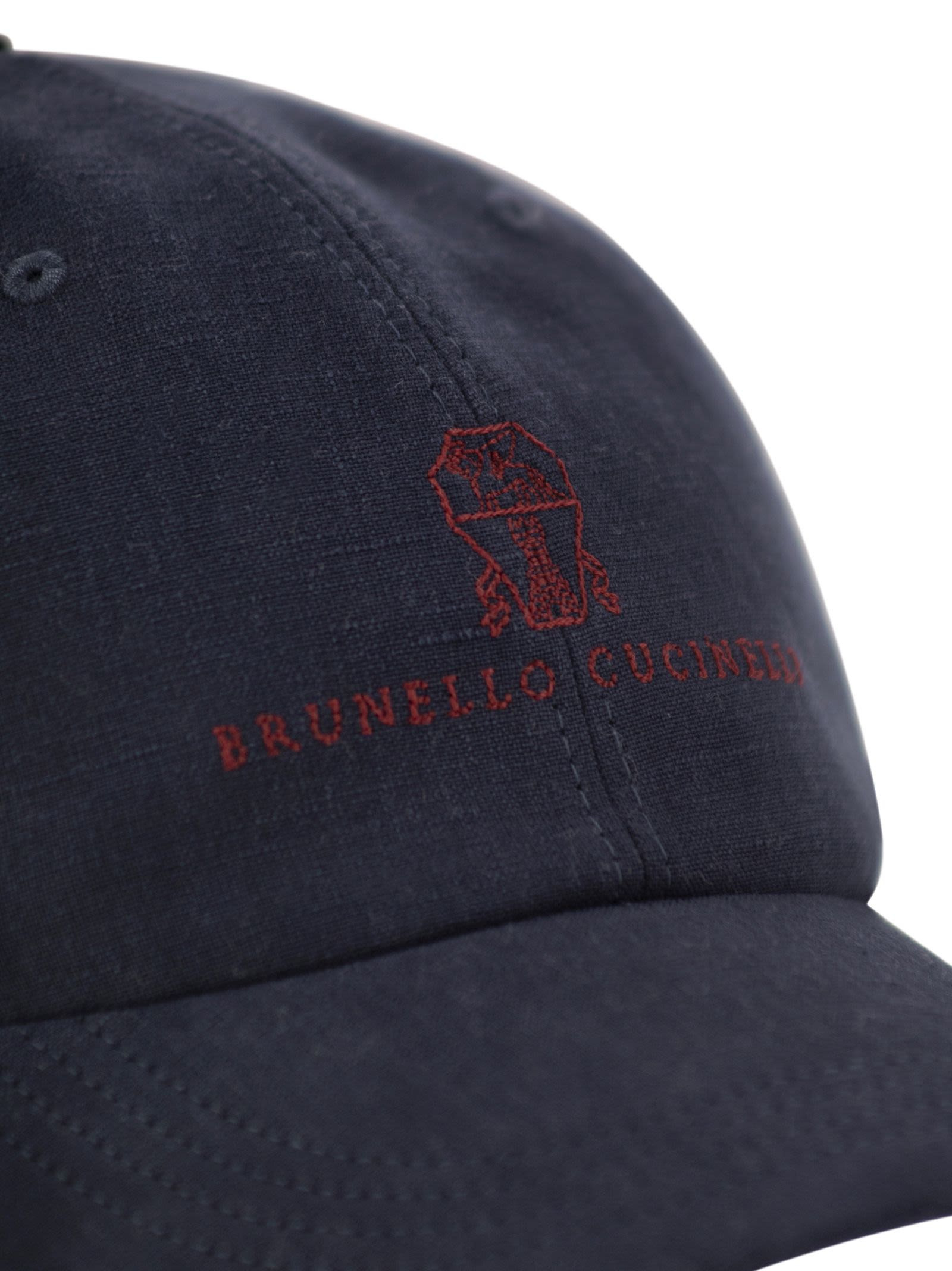 Brunello Cucinelli Men Diagonal Linen, Wool And Silk Baseball Cap With Embroidered Logo - 4