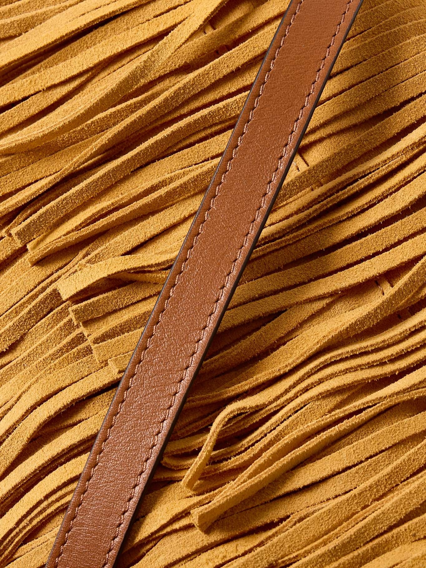 Leyden mini fringed suede shoulder bag Sand - 4