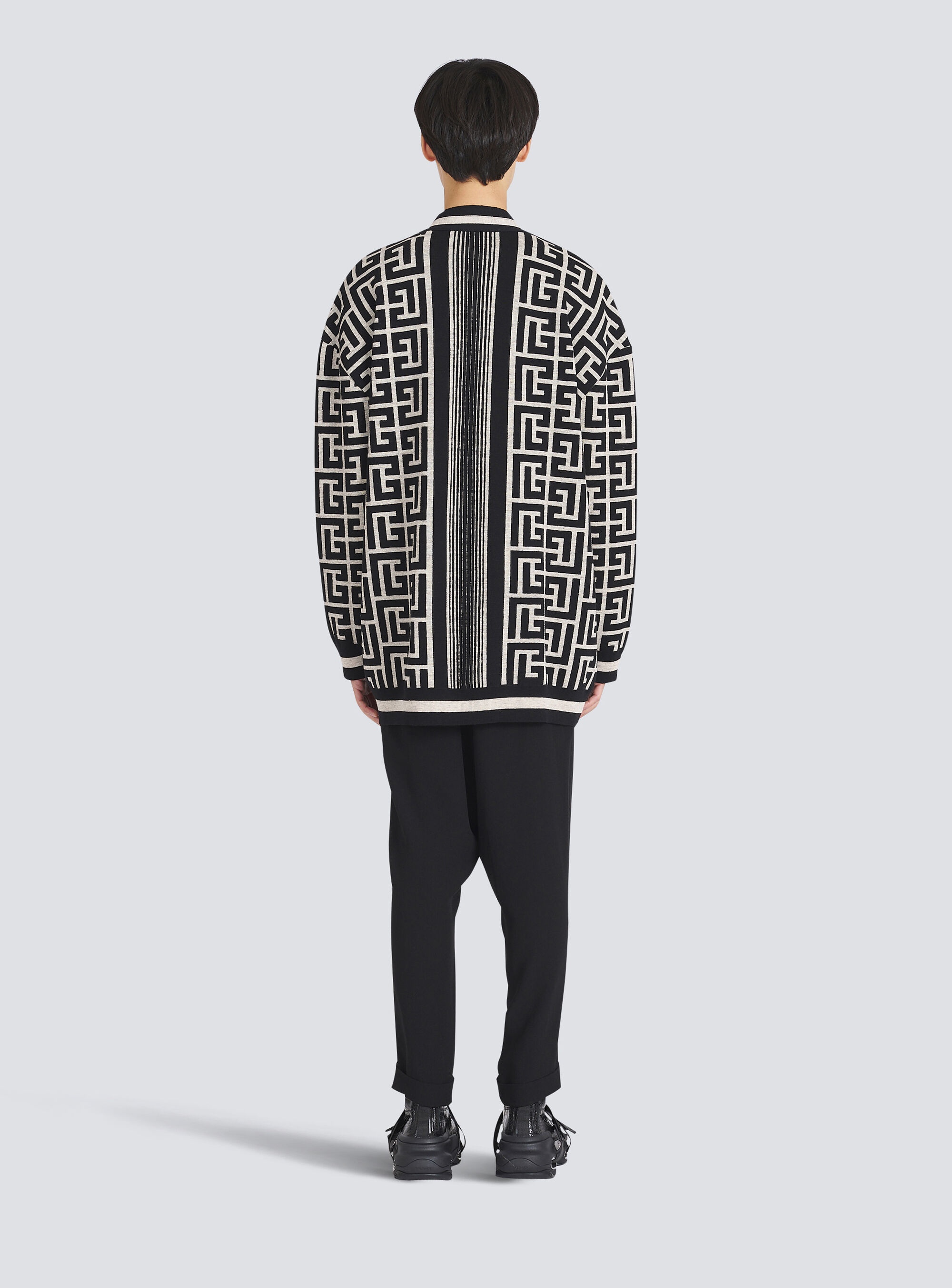 Oversized wool sweater with Balmain monogram - 4