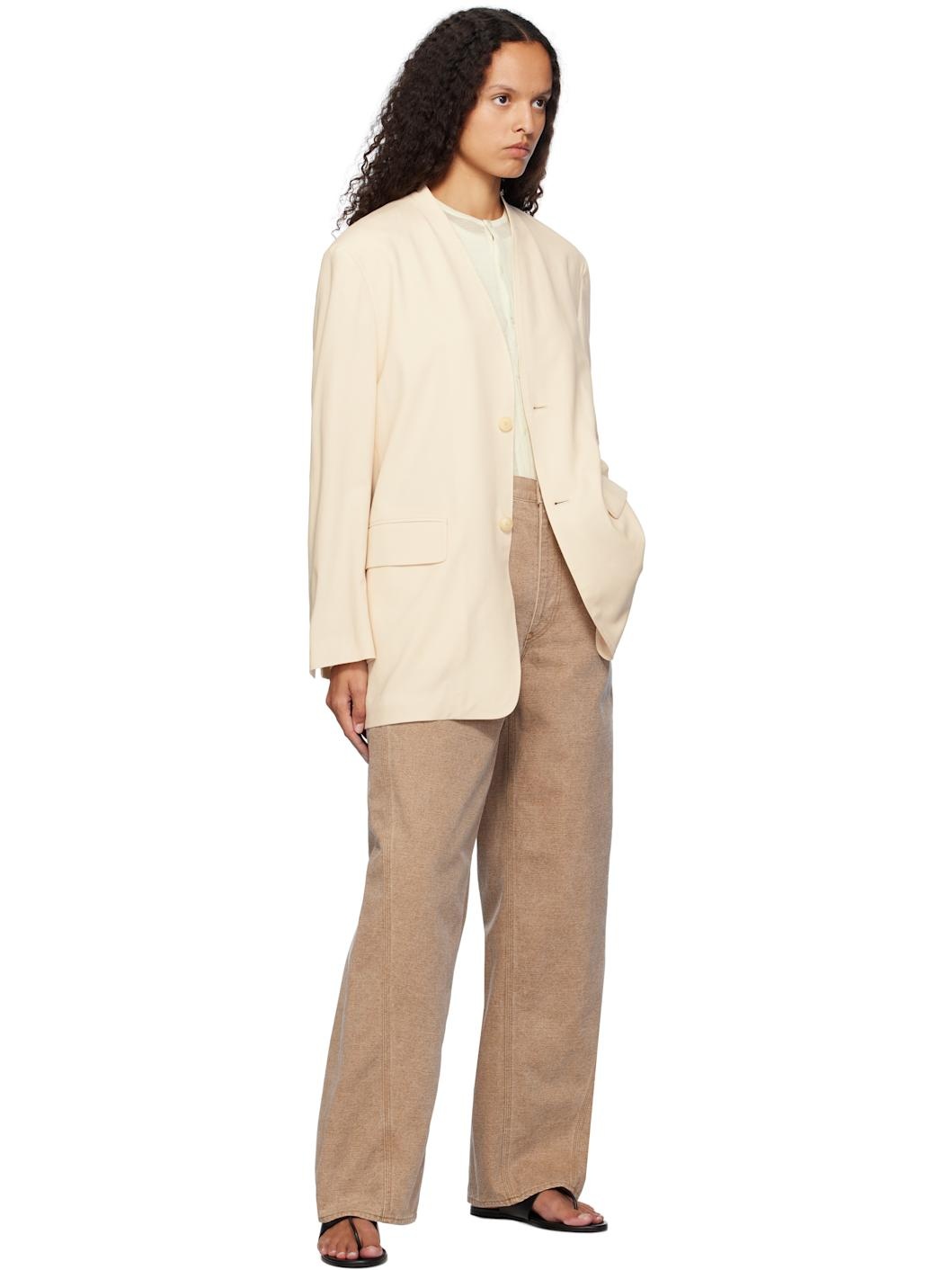 Brown Washed Organic Canvas Jeans - 4