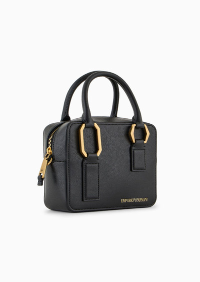 EMPORIO ARMANI Palmelato-finish double handle Bauletto bag outlook