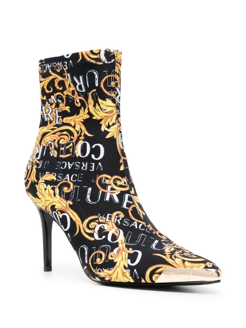 Scarlett 85mm Logo Brush Couture-print boots - 2
