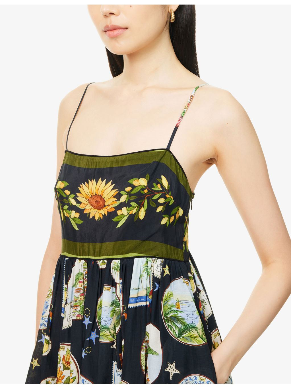 Trip Souvenir Shoulder-Straps Cotton-Blend Maxi Dress - 5