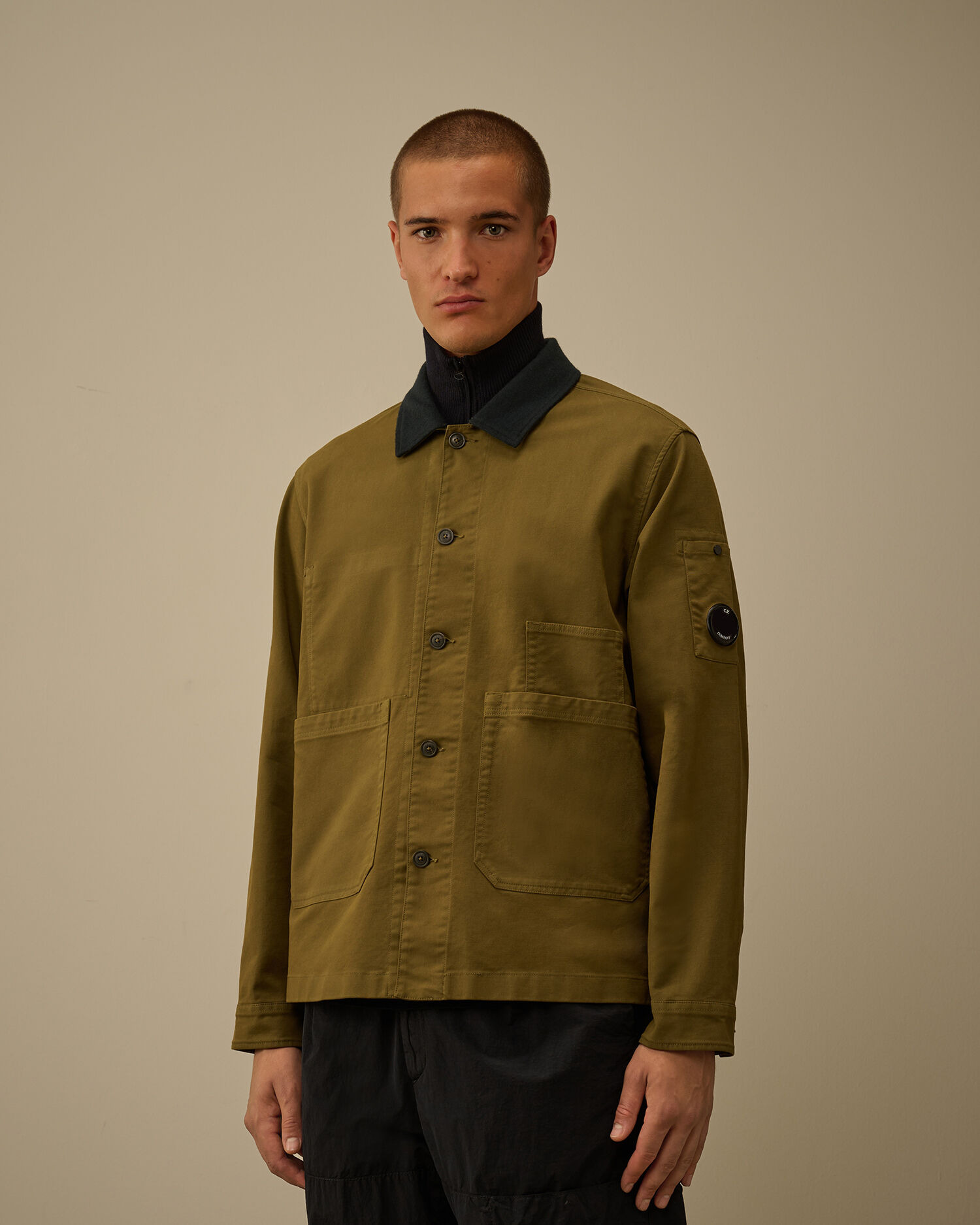 Cotton/Nylon Double Satin Lens Utility Button Overshirt - 3