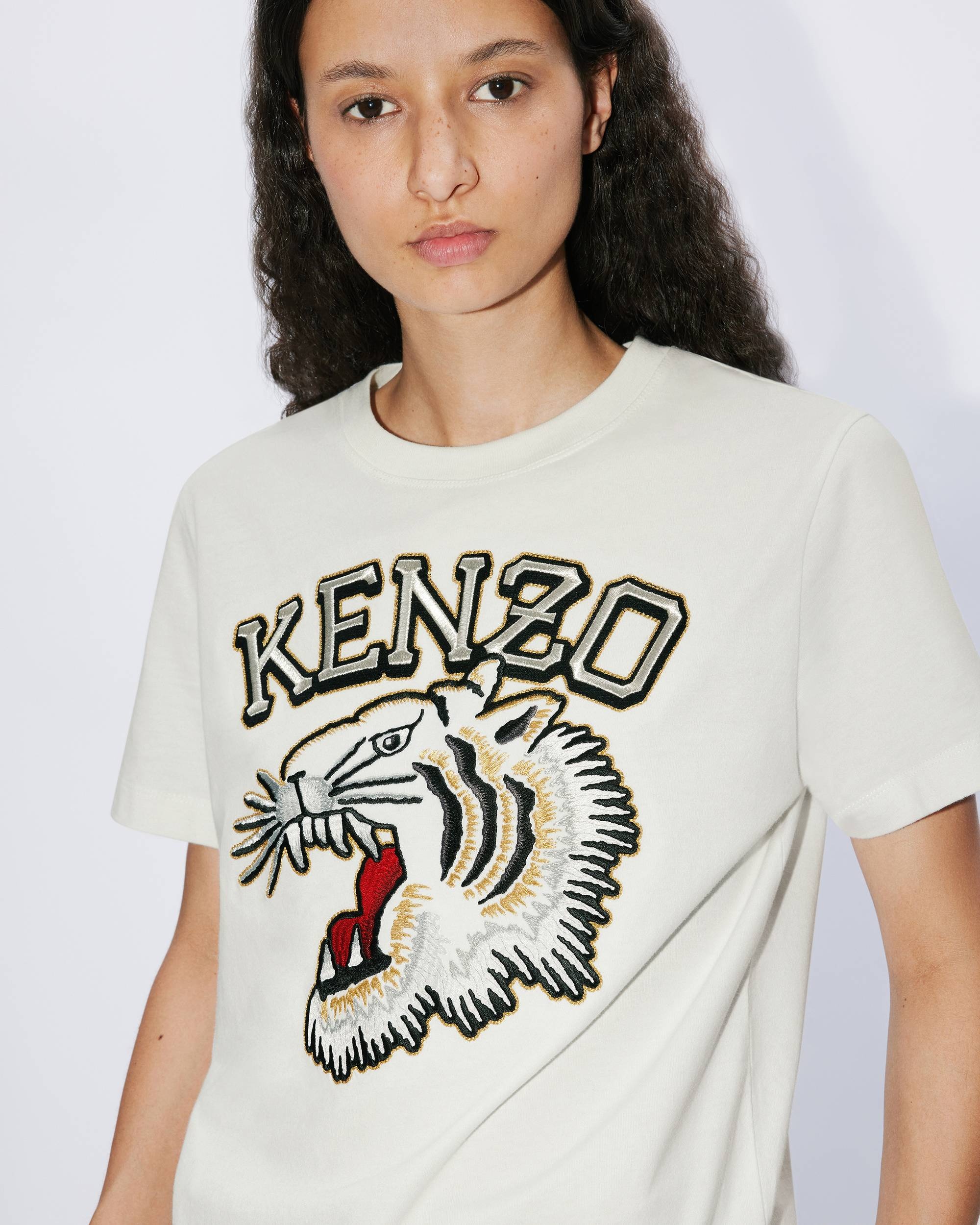 'Varsity Tiger' loose embroidered T-shirt. - 6