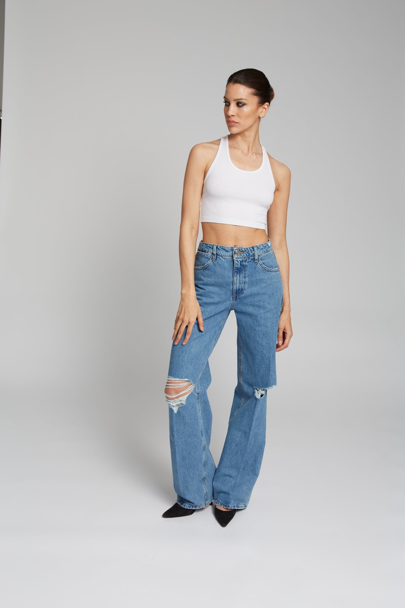 WHITE RIB CROPPED TANK - 3