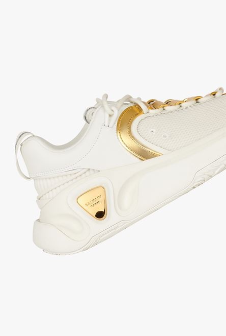 White and gold gummy leather and mesh B-Runner sneakers - 6