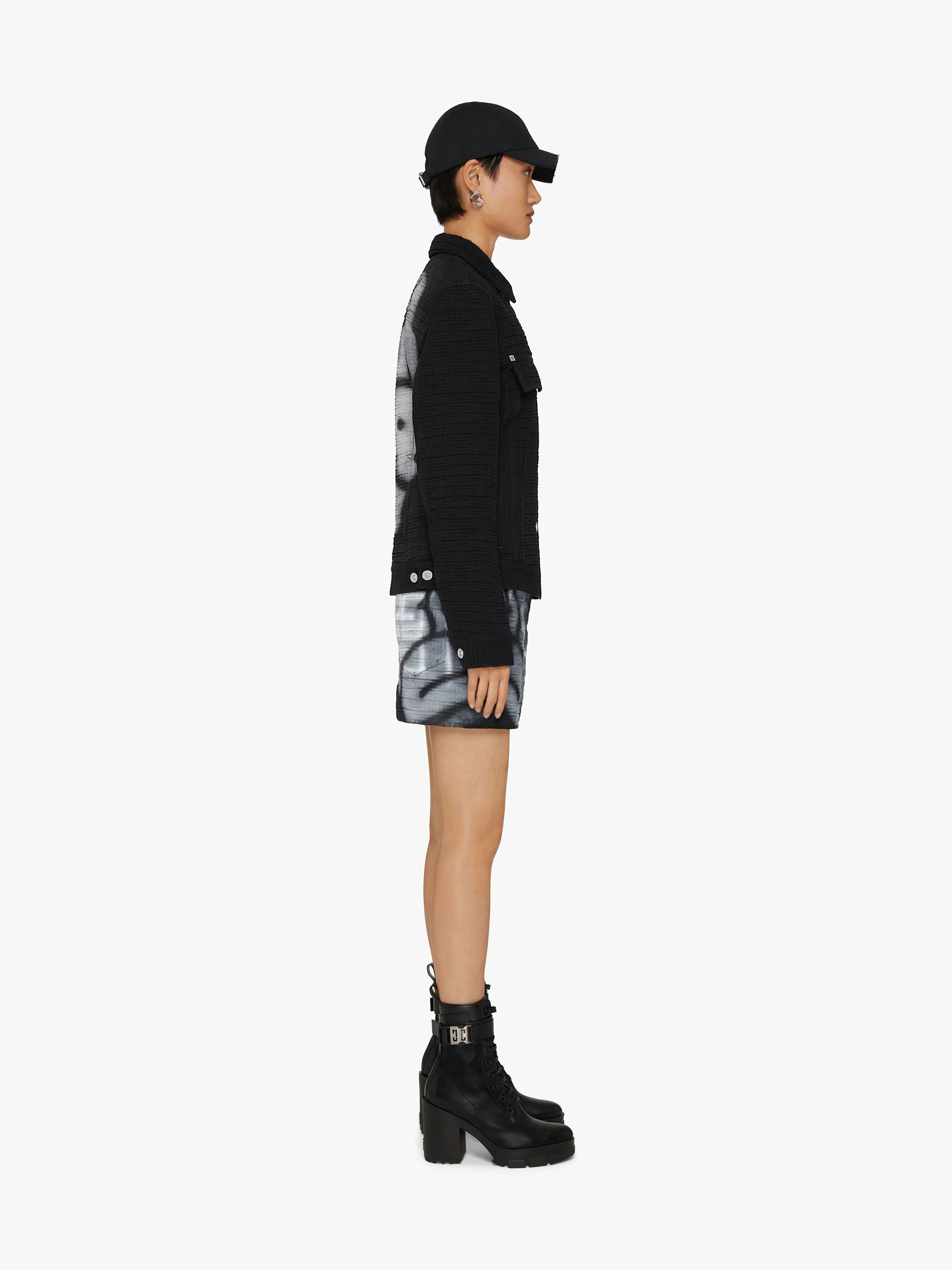 4G MINI SKIRT IN DENIM WITH TAG EFFECT PRINTS - 3