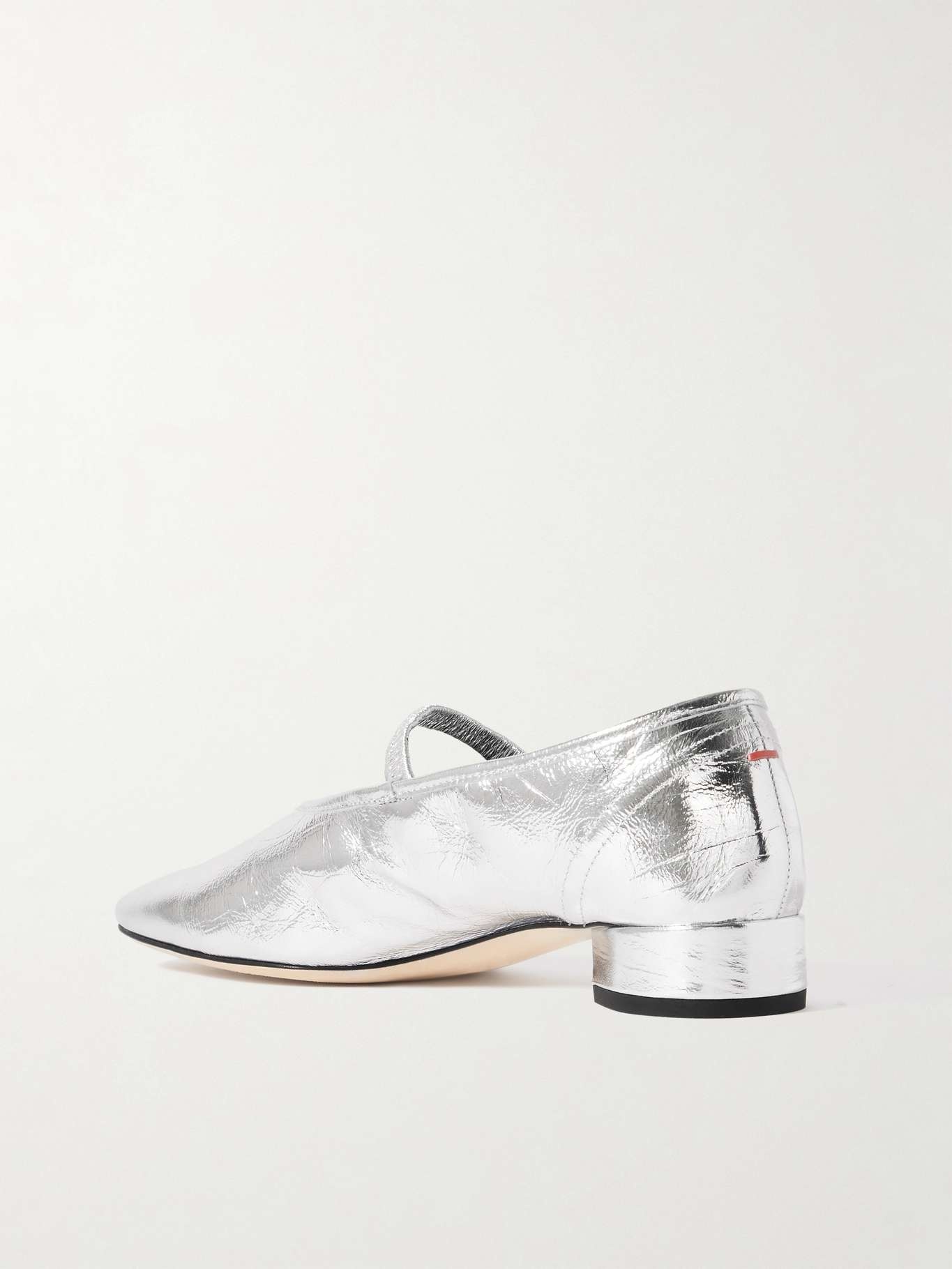 Pippa metallic crinkled-leather Mary Jane pumps Silver - 3