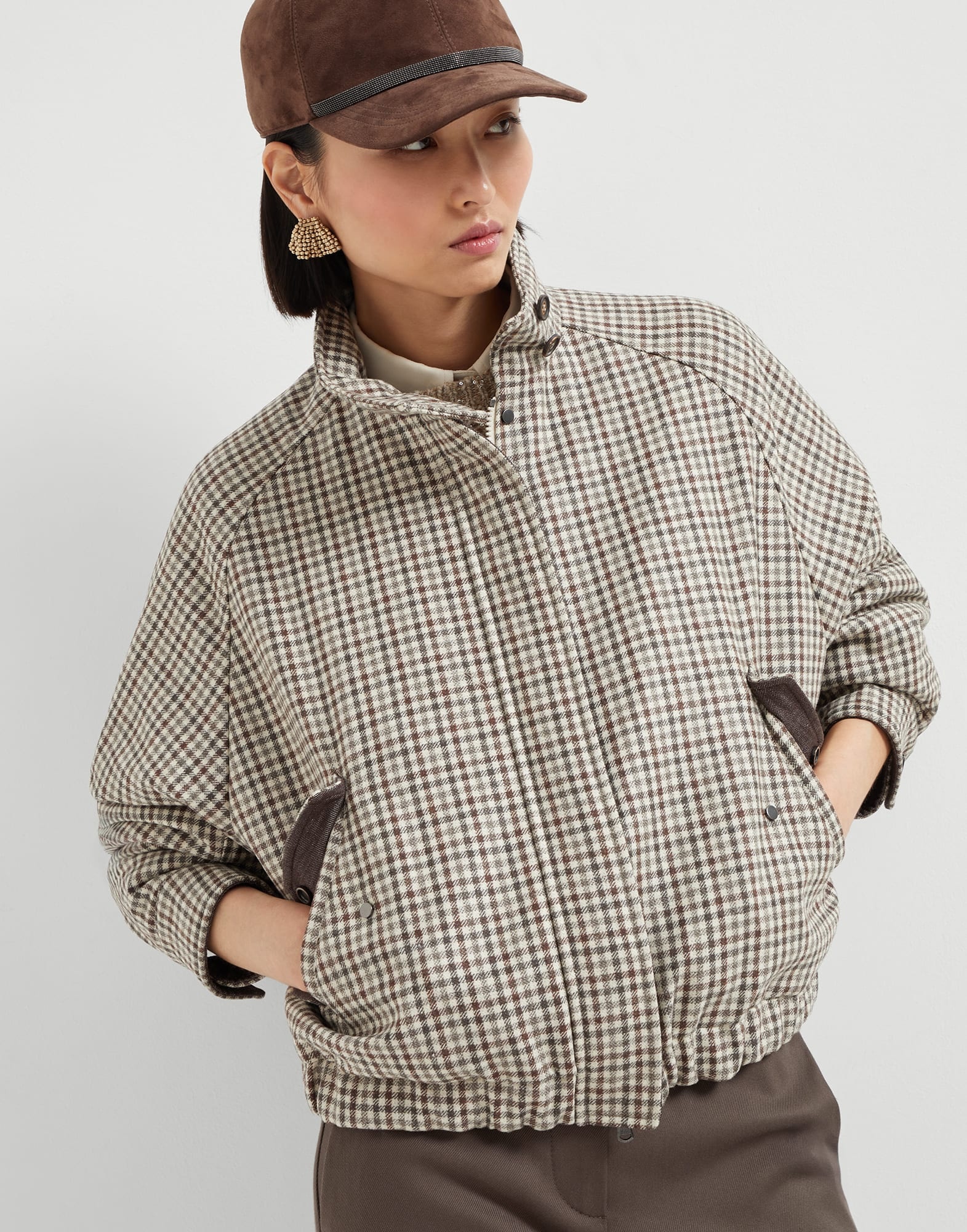 Virgin wool checked flannel bomber jacket with Thermore® padding - 4