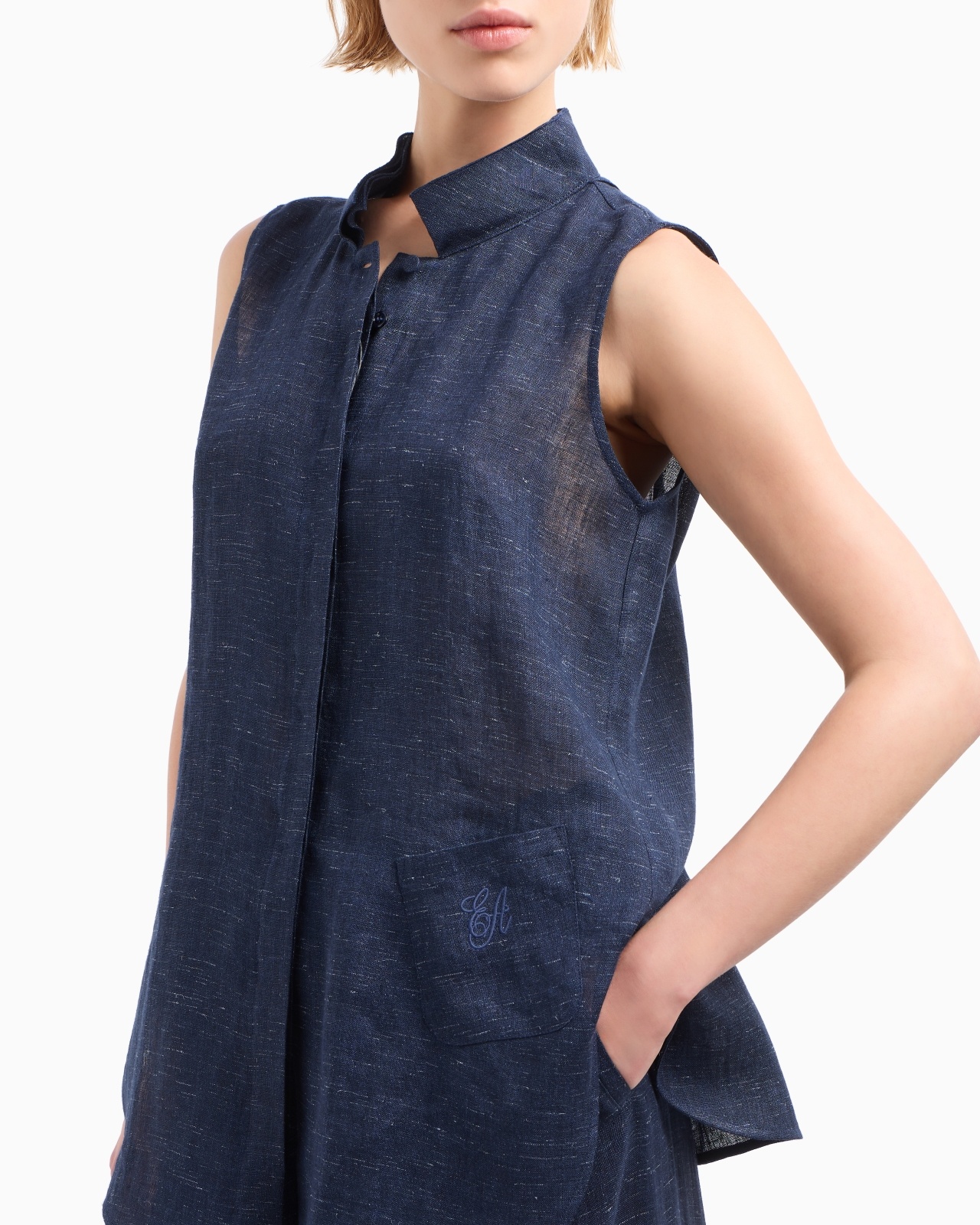 ICON LINEN-BLEND CHAMBRAY OVERSIZED TOP - 5