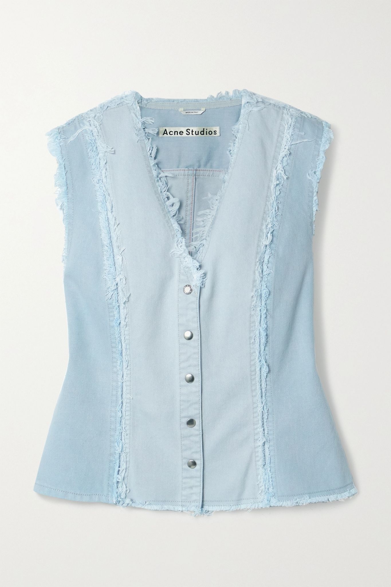 + NET SUSTAIN frayed patchwork organic denim vest - 1