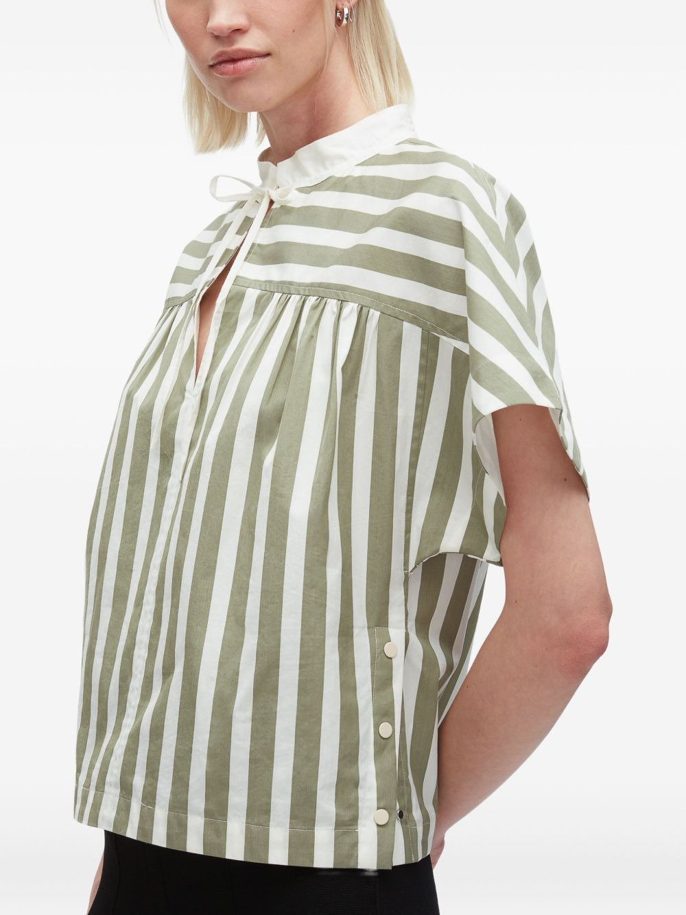 striped tie-neck top - 4