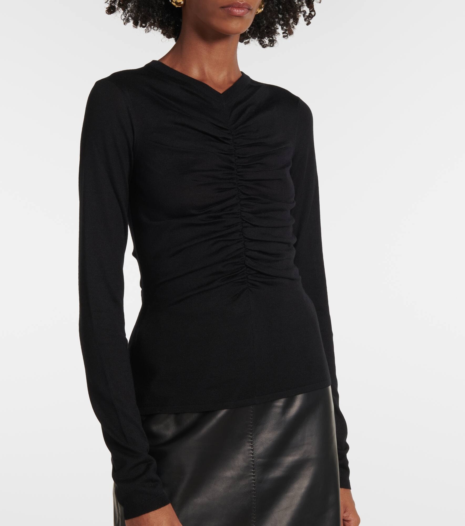 Ruched cashmere, wool and silk top - 6