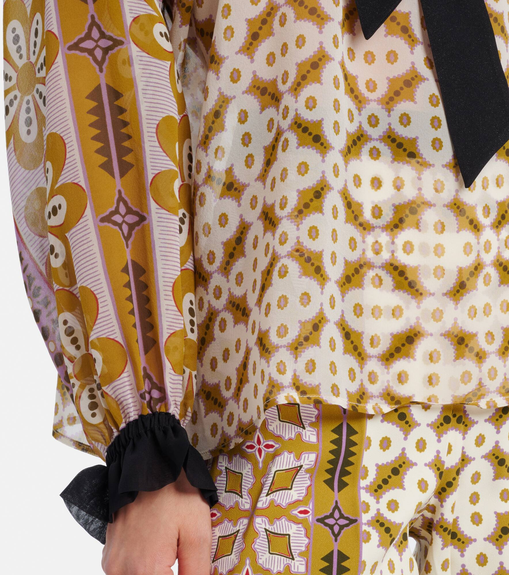 Cerere printed tie-neck silk blouse - 5