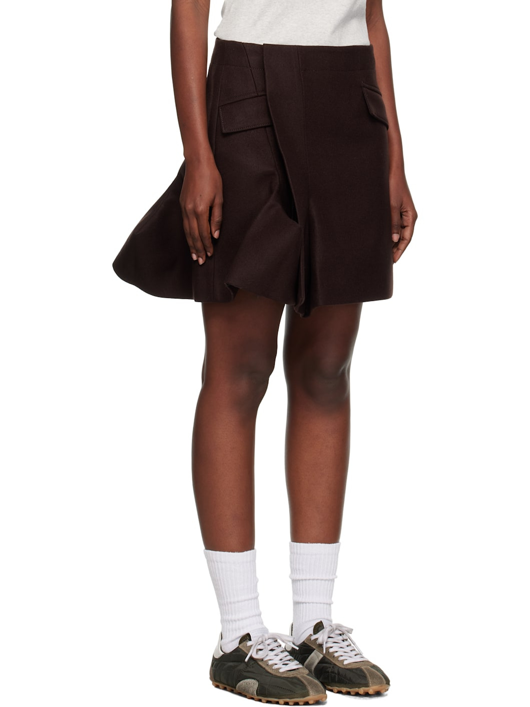 Brown Wool Melton Miniskirt - 2
