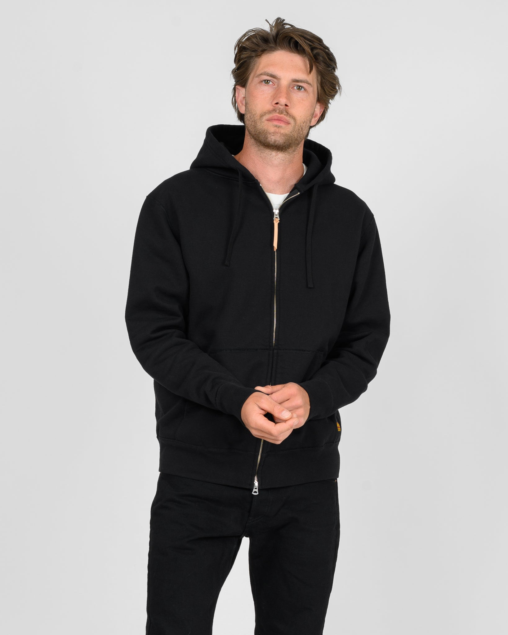 IHSW-10-BLK 14oz Ultra Heavyweight Loopwheel Cotton Zip Up Hoodie - Black - 2