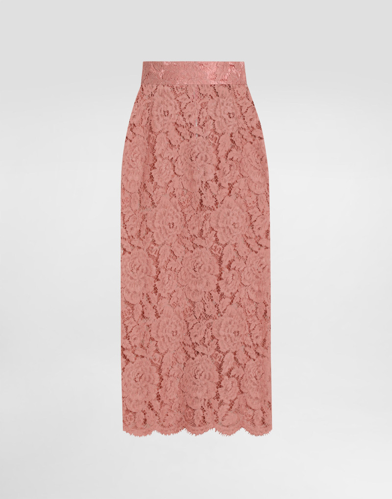 Logoed floral cordonet lace pencil skirt - 1