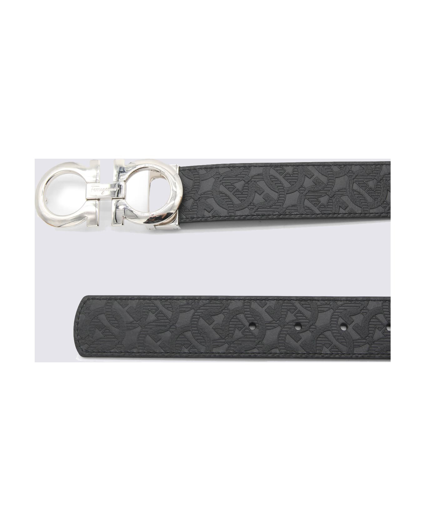 Black Leather Gancini Belt - 2