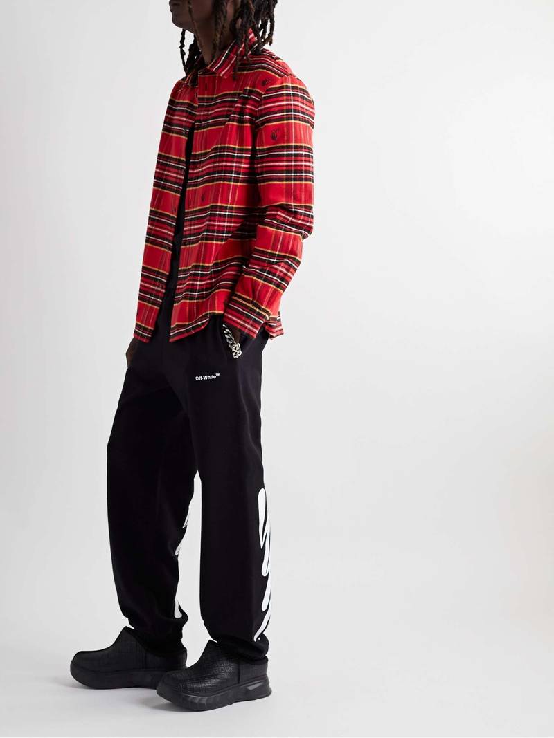 Off-White Logo-Embroidered Checked Cotton-Blend Flannel Shirt outlook
