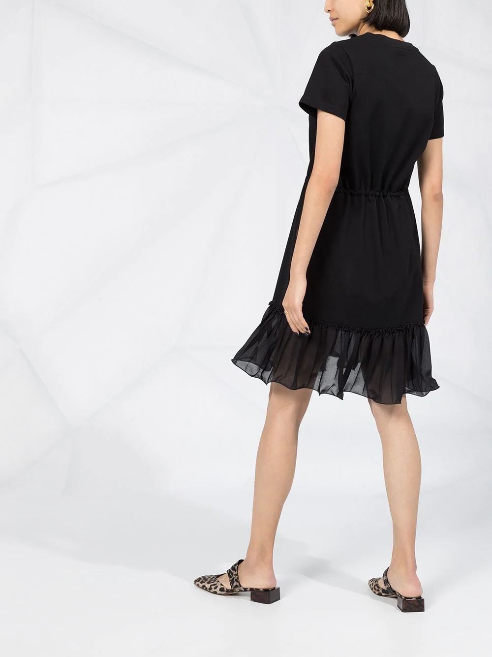 drawstring ruffled T-shirt dress - 4