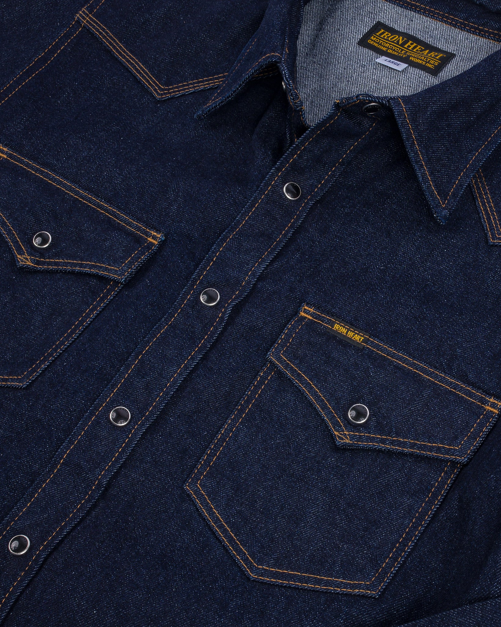 IHSH-33-IND 12oz Selvedge Denim Western Shirt - Indigo - 16