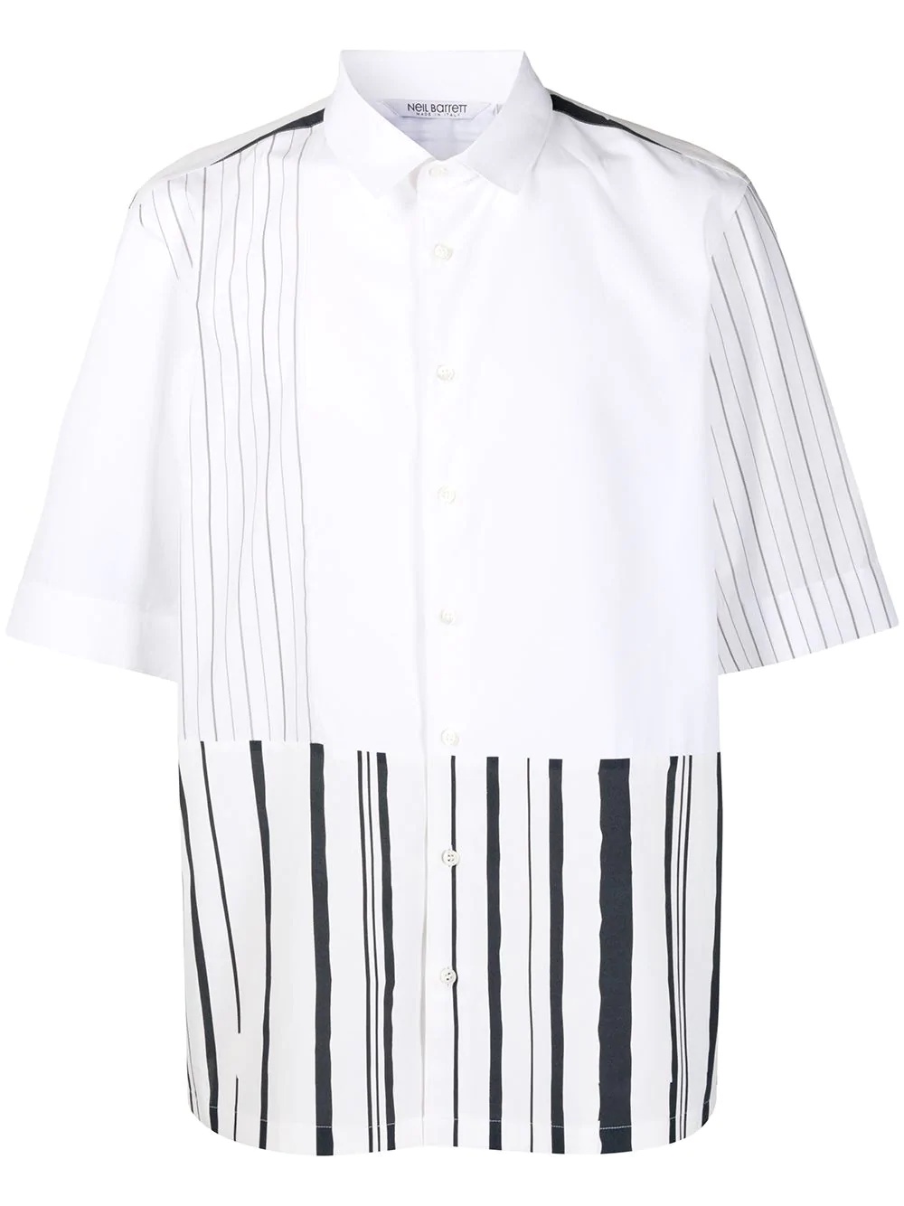 striped-panel short-sleeve shirt - 1