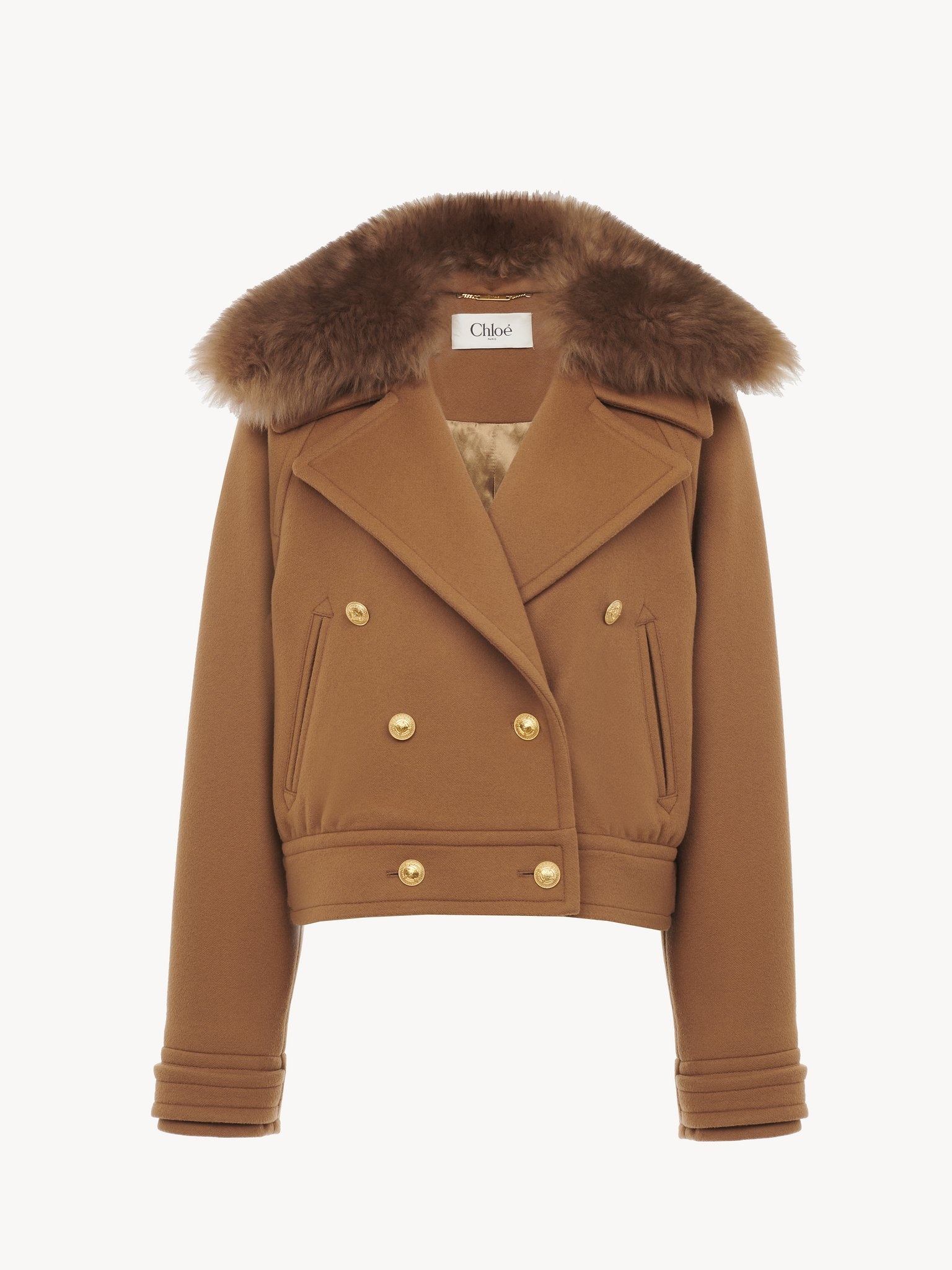 SHORT BOXY DOUBLE-BREASTED COAT IN SOFT WOOL - 2